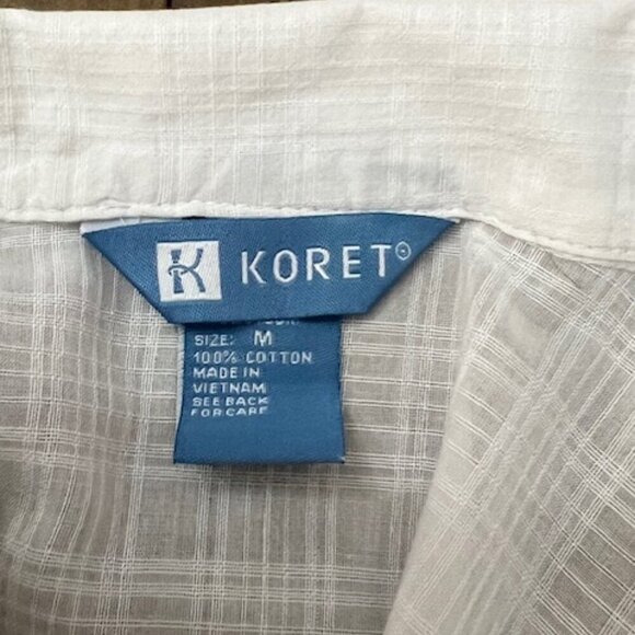 Koret White Button Down Seashell Print Cotton Top Blouse 3/4 Sleeves Size M - Picture 5 of 5